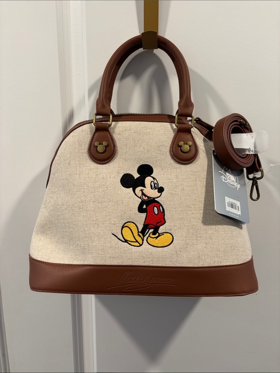 Disney Handbags - Disney Mickey Mouse Satchel Bag - Beige & Brown with Yellow Accent